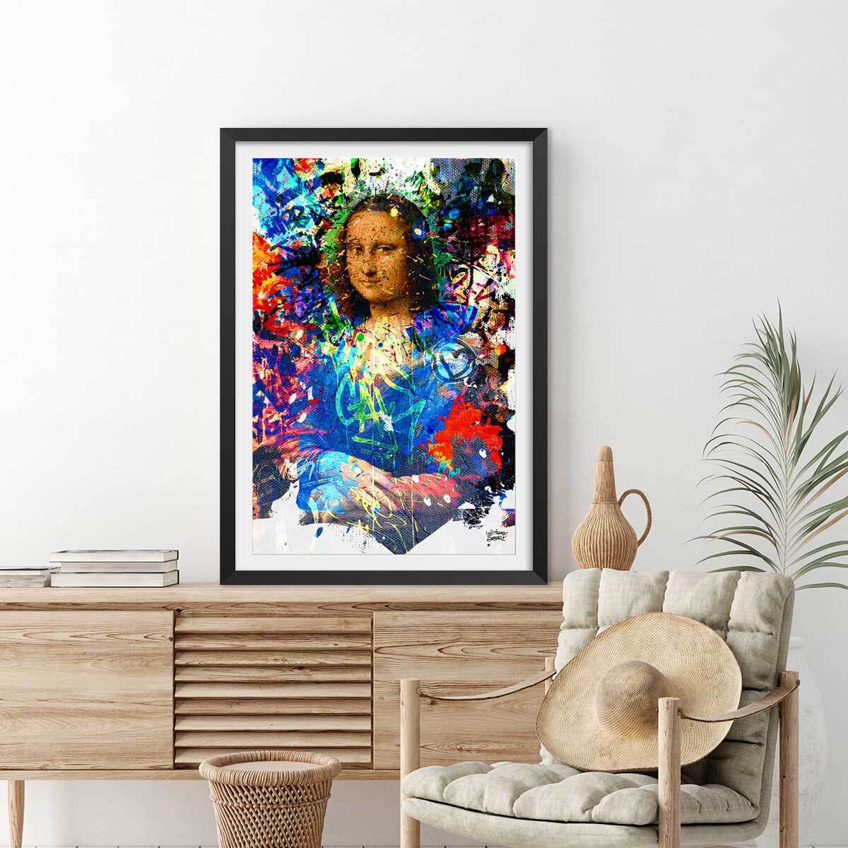 Affiche graffiti Affiche illustration joconde Affiche + cadre en bois - Noir