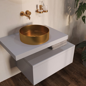 Vasque à poser 38 x 38 x 11 cm Aurum doré brossé en acier inoxydable avec bonde incluse sans trop-plein (SATAUR3838BG)