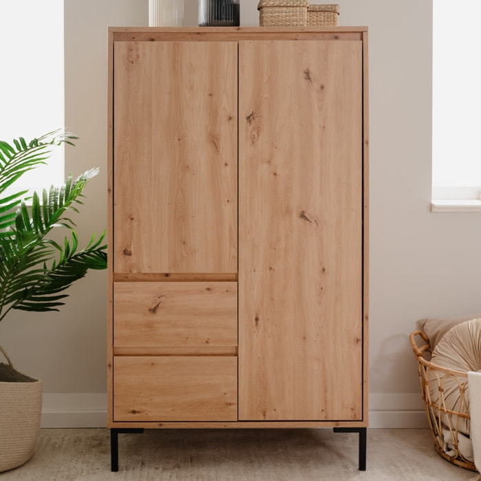 Buffet haut 2 portes effet chêne - RONDA