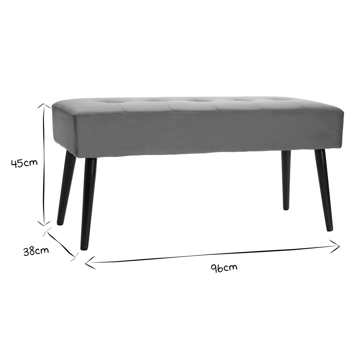 Banc design capitonné en tissu velours bronze et métal noir L96 cm GUESTA