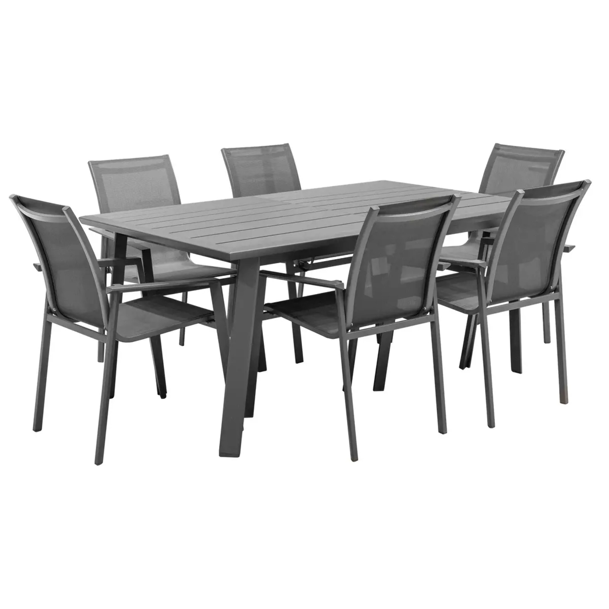 Table de jardin extensible "Pavane" graphite 10 places en aluminium traité époxy