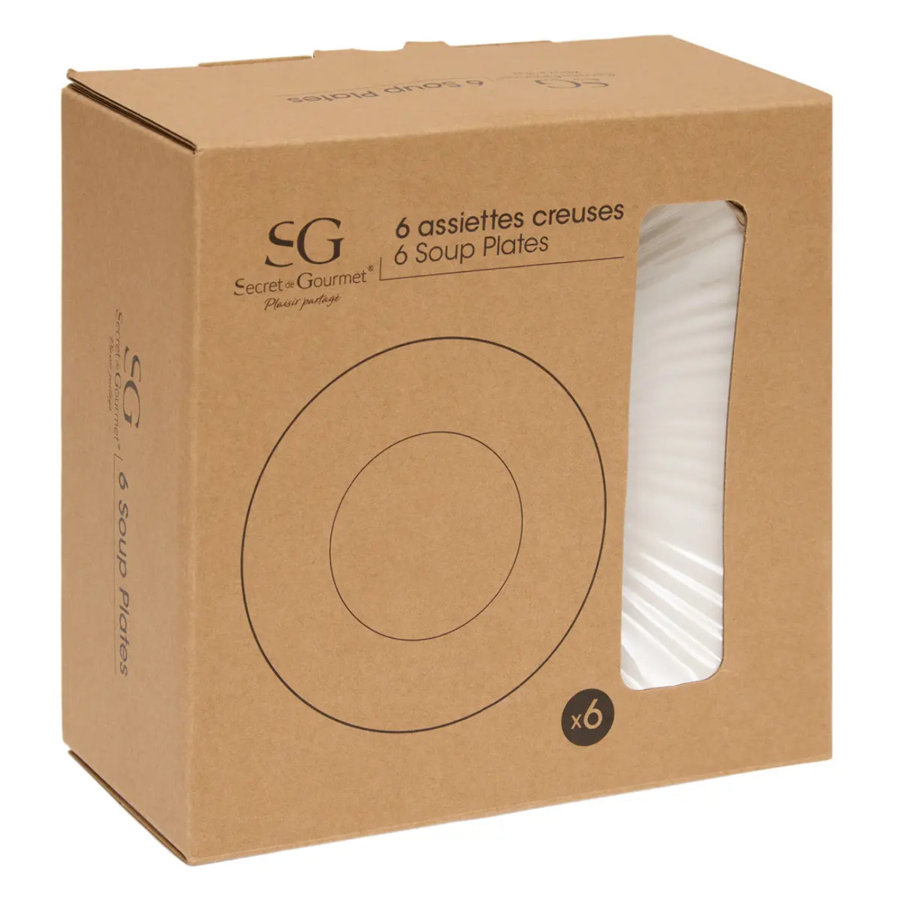 Lot de 6 assiettes creuse Daphné ronde D.20,5cm blanc