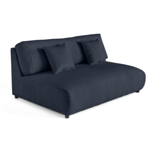 Garance - module d'assise 3 places sans accoudoirs - en velours côtelé - Bleu nuit