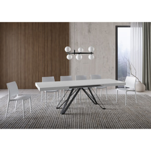 Table extensible 90x160/420 cm Terium frêne blanc pieds anthracite