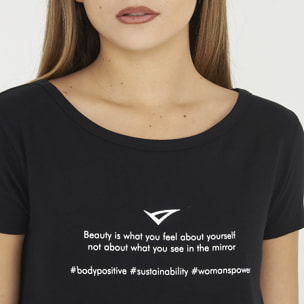 t-shirt ginnastica europa donna nero