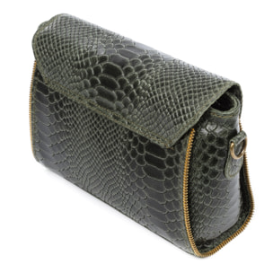 Mariola Borsa a tracolla Donna.Pelle autentica Camoscio Incisione Serpente