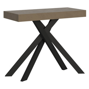 Console extensible 90x40/300 cm Krack taupe pieds anthracite