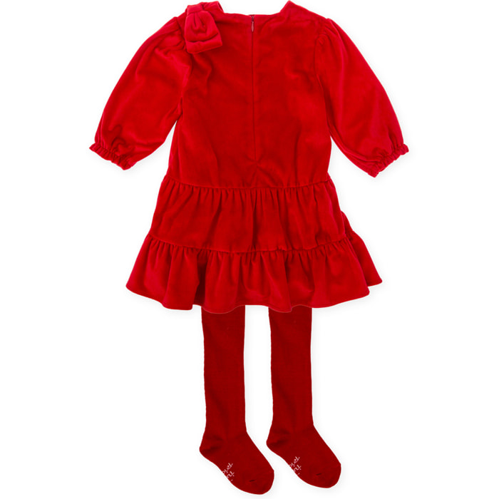 VESTIDO TERCIOPELO CON LEOTARDOS ROJO - Rojo