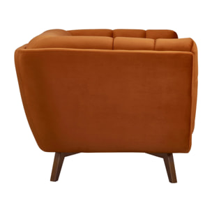 Canapé 2 places en velours orange curcuma - Mona