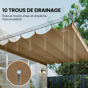 Toile de rechange pour pergola rétractable 3 x 3 m polyester haute densité 180 g/m² imperméabilisé café glacé