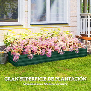 Jardinera Exterior Grande Rectangular de Acero Galvanizado, Huerto Urbano para Cultivar Plantas Hierba, Macetero Grande Exterior con Base Abierta Resistente a la Intemperie 240x60x30 cm Verde