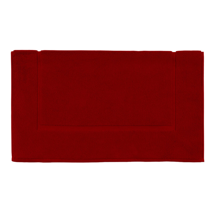 Tapis de bain uni en coton, AQUA, Rouge Garance