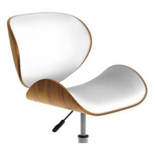 Chaise de bureau pivotante en cuir synthétique blanc 79-91cm - Baudoin