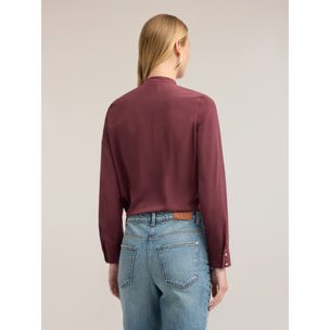 Motivi - Camicia in crêpe de chine con volant asimmetrico - Bordeaux