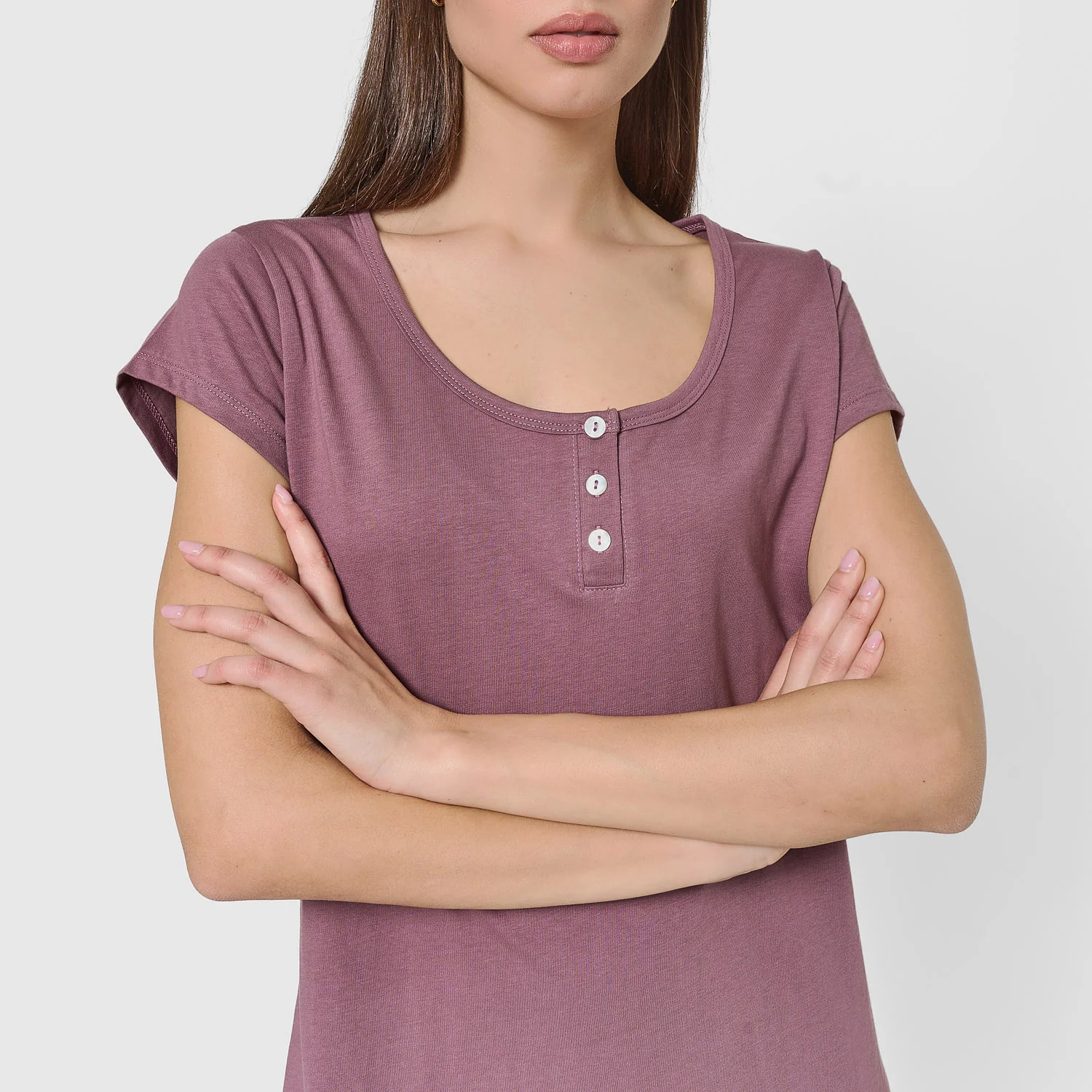 Camisón corto de algodón liso