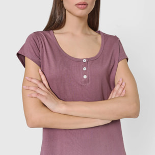 Camisón corto de algodón liso