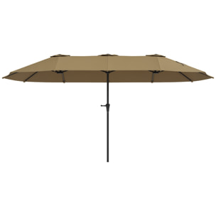 Sombrilla Doble 4x2,2 m Sombrilla Terraza Exterior con Manivela Manual Impermeable y Protección UV30+ Parasol Grande para Terraza Playa Piscina Café