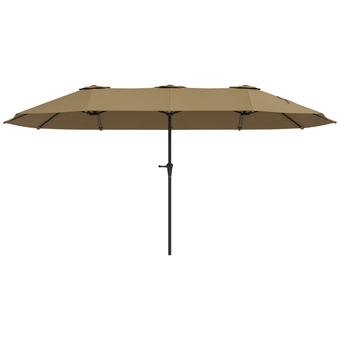 Sombrilla Doble 4x2,2 m Sombrilla Terraza Exterior con Manivela Manual Impermeable y Protección UV30+ Parasol Grande para Terraza Playa Piscina Café
