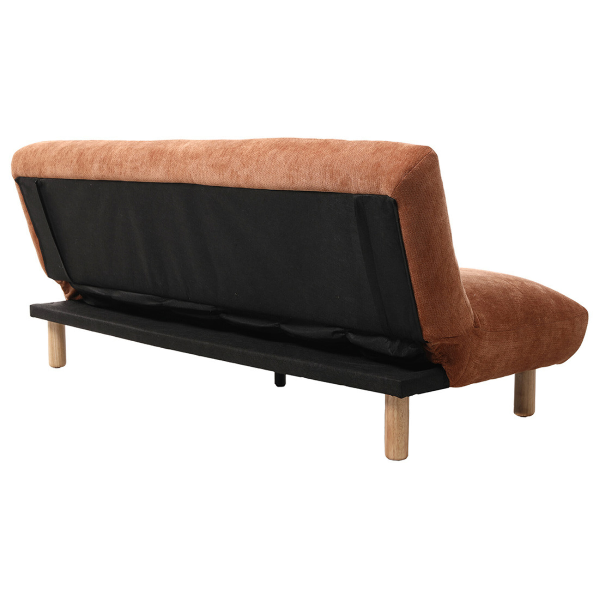 Soan - Banquette 2 places convertible clic-clac en velours texturé - Terracotta