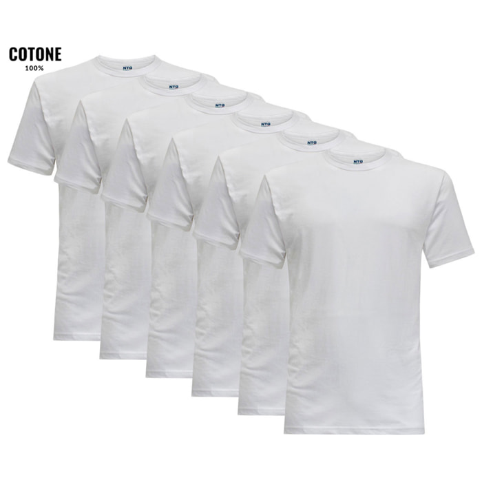 6 T-Shirt Uomo 100% Cotone NOTTINGHAM, Art. TM700 Girocollo
