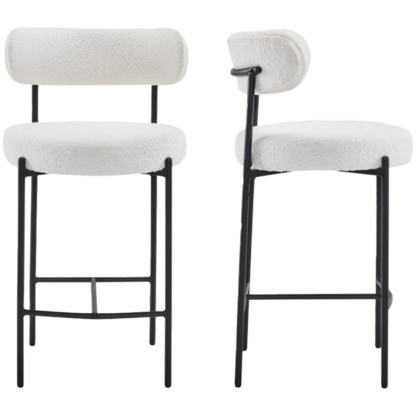 Lot de 2 tabourets de bar en tissu bouclé - EVORA