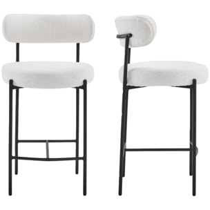 Lot de 2 tabourets de bar en tissu bouclé - EVORA