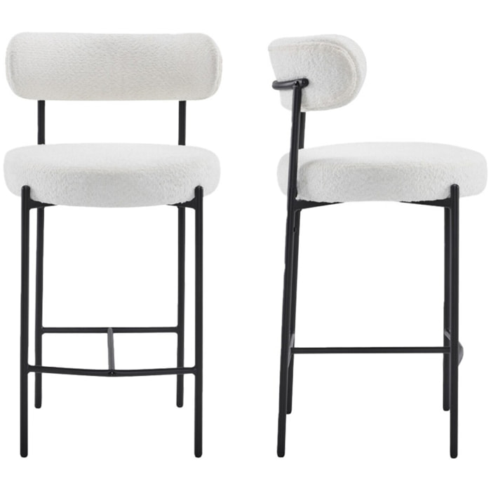 Lot de 2 tabourets de bar en tissu bouclé - EVORA