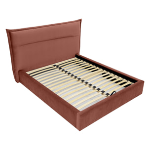Emy - lit coffre - 180x200 cm - en velours - sommier inclus - Terracotta