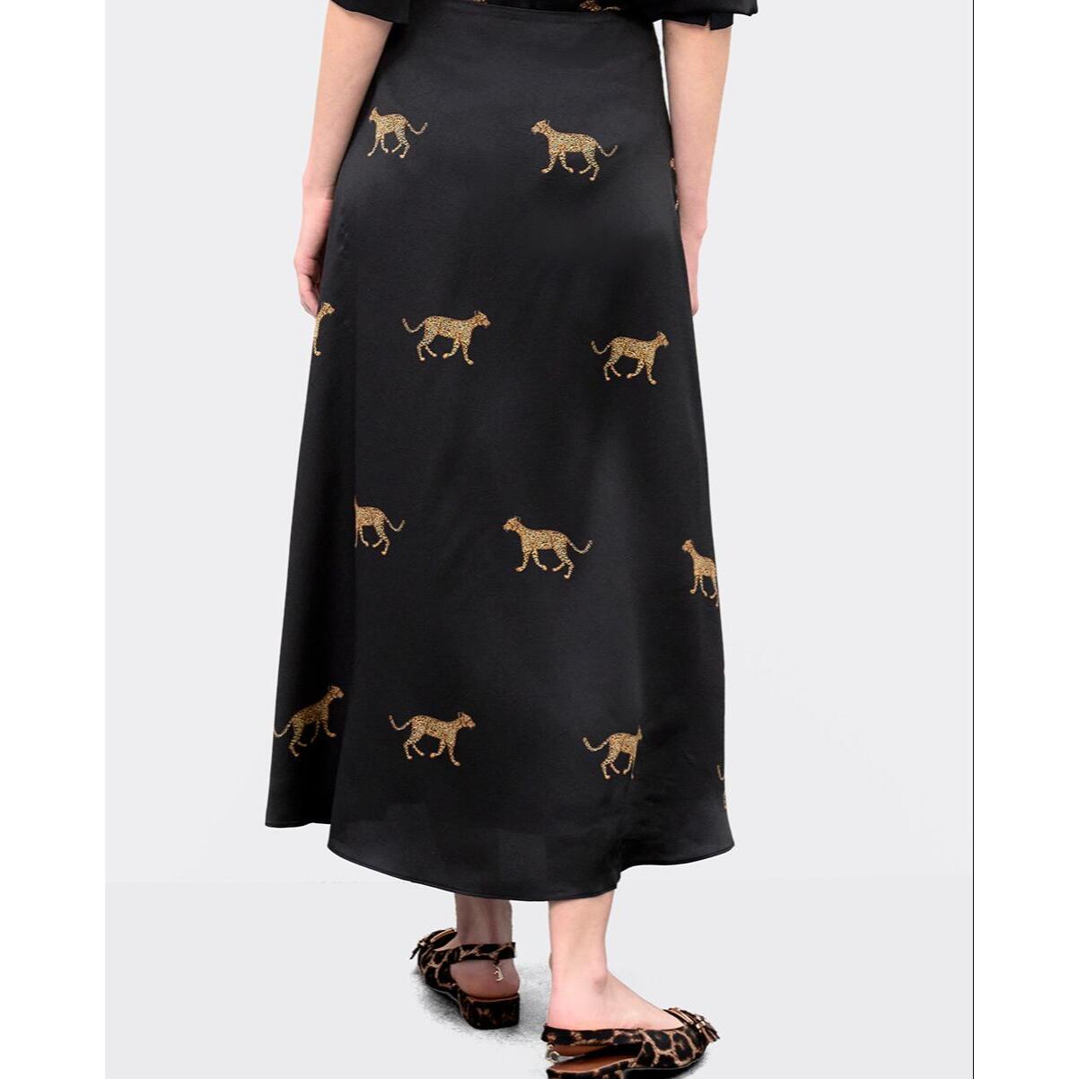 gonna in raso stampa leopardata