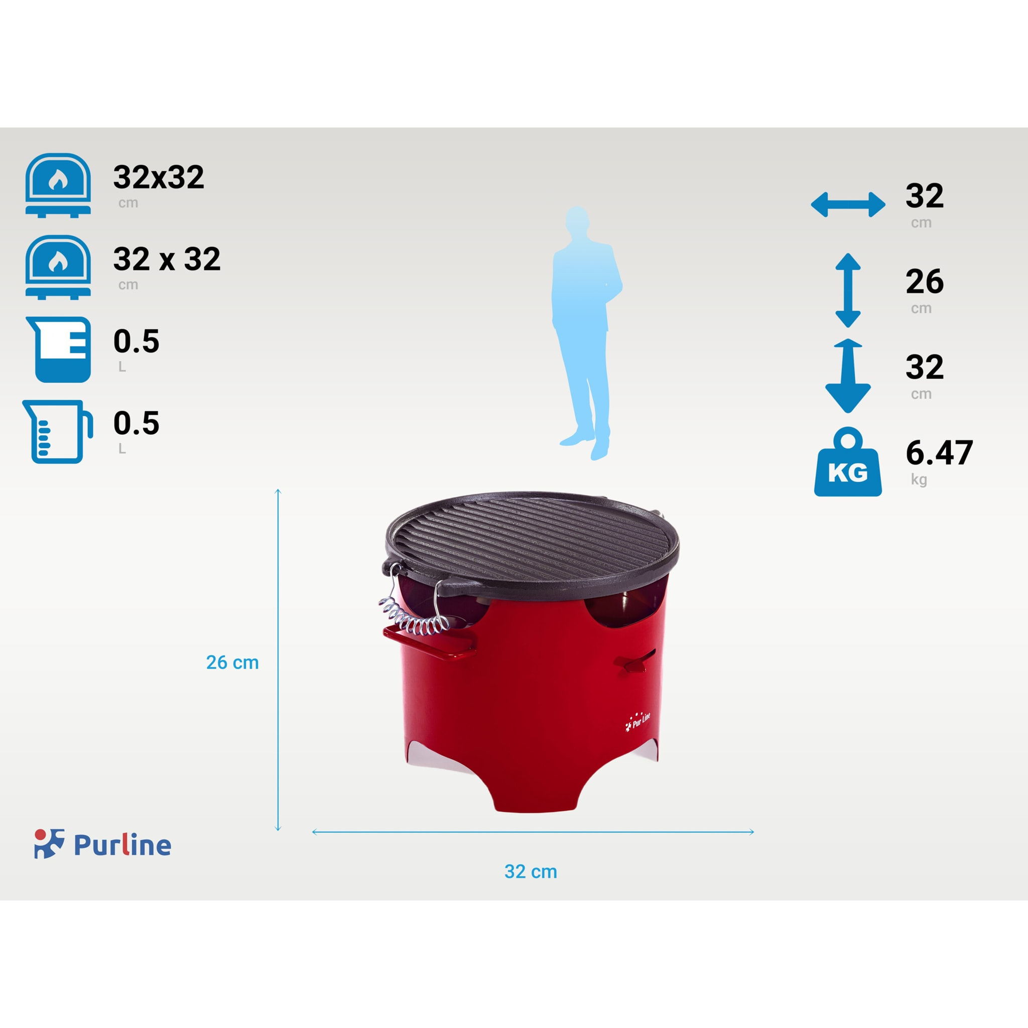 Barbecue à l'éthanol 0.5L en acier rouge