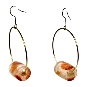 Pendiente Valencia en latón dorado y cristal hecho a mano