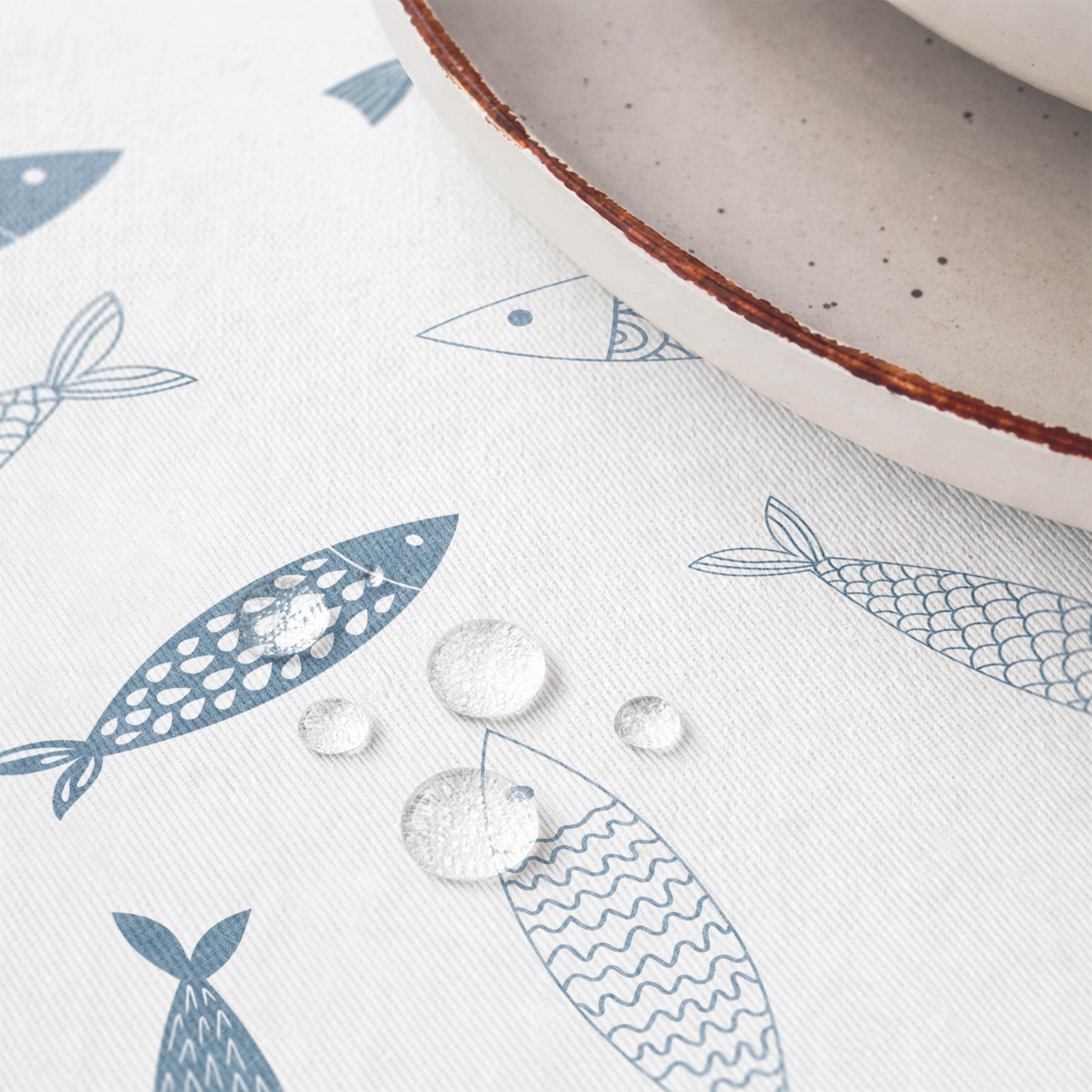 Nappe imprimée anti-tâches FAMARA BLEU