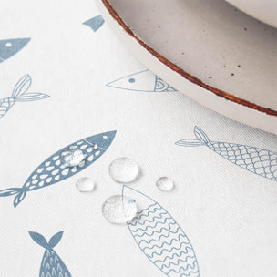 Nappe imprimée anti-tâches FAMARA BLEU