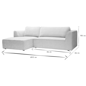 Canapé d'angle gauche design en tissu effet velours texturé beige 3 places GRAMMY
