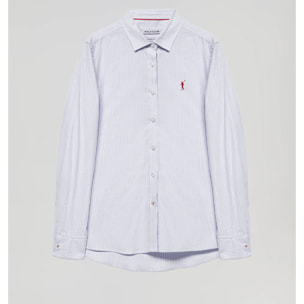 Camicia Oxford a righe blu marino con logo Rigby Go