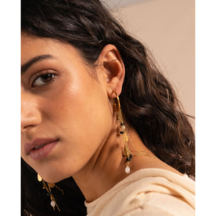 Pendientes de acero con piedras y cadenas de mujer