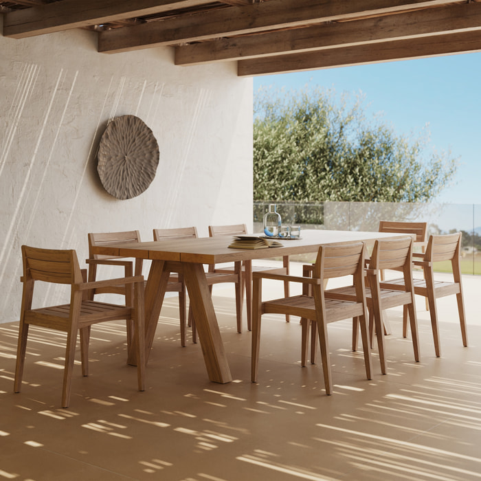 Table et chaises de jardin 8 personnes en bois de teck recyclé - Molo