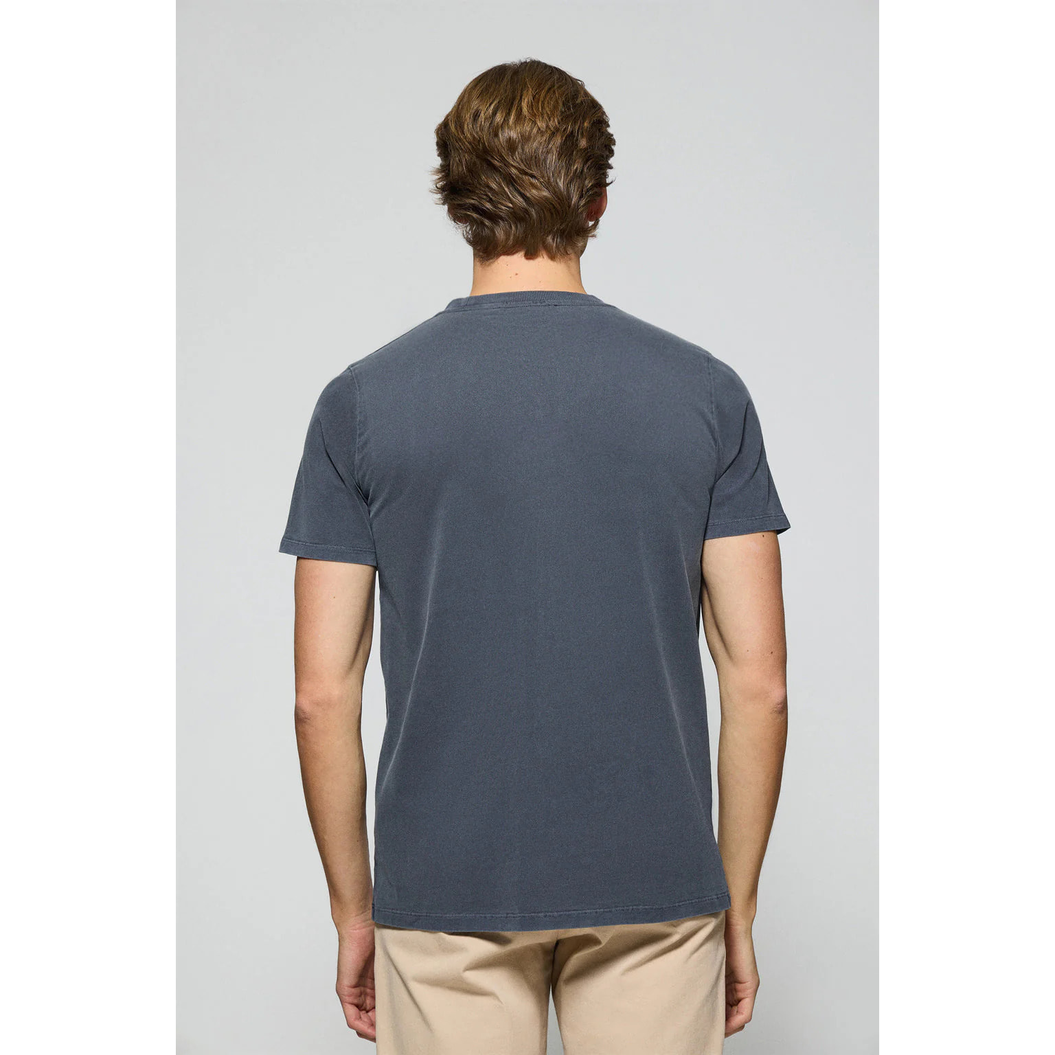 Camiseta Apolo garment dyed azul marino con logo Polo Club aterciopelado