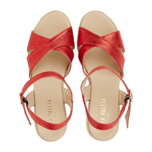 Sandalias de Cuña para Mujer - LA VALETA CARINA Rojo