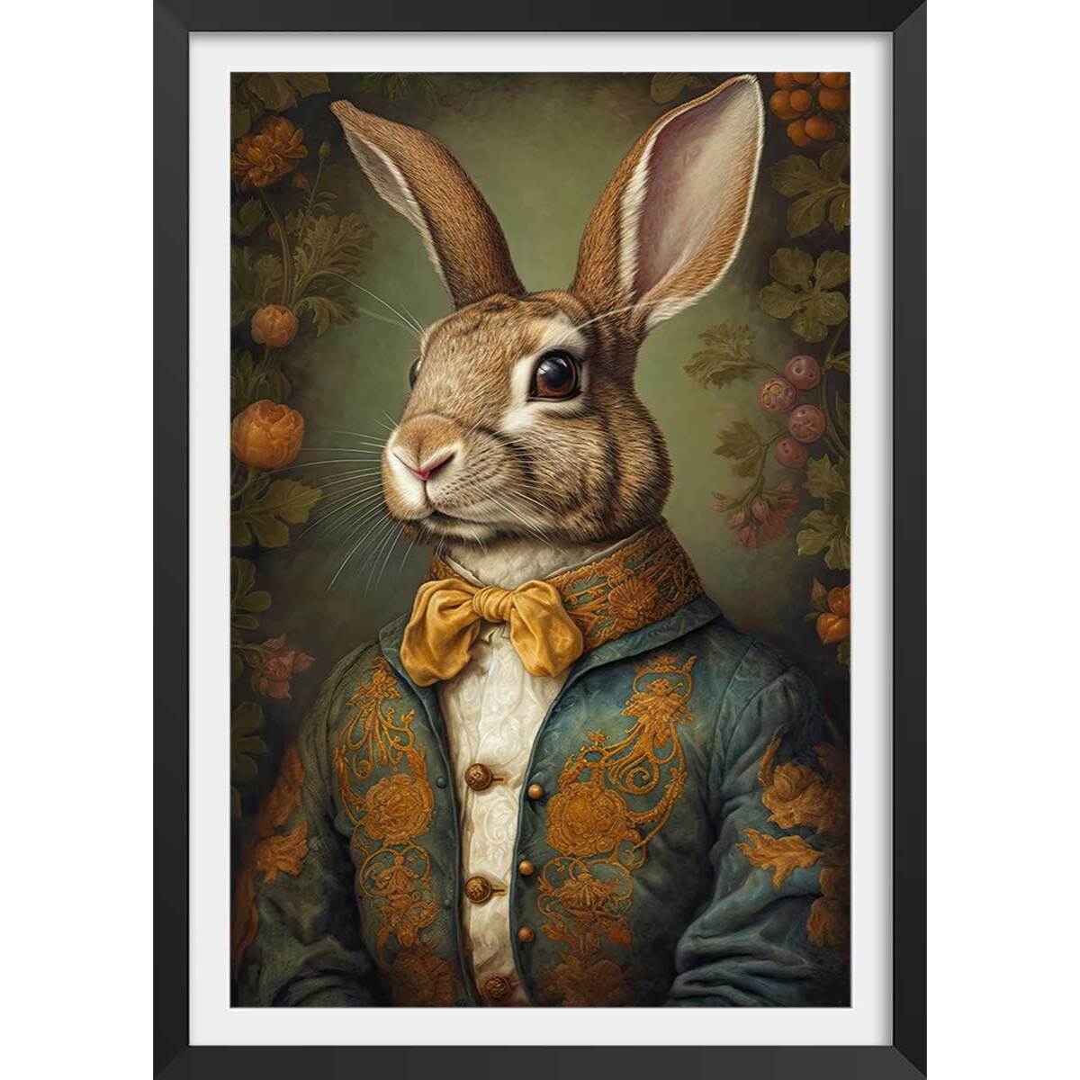 Affiche enfant mister lapin  Affiche + cadre en bois - Noir