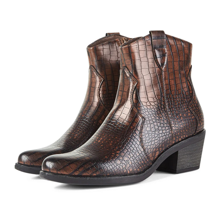 Stivaletti da donna, stile western, stampa coccodrillo