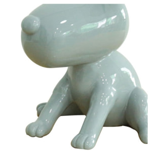 Statuette chien gris clair assis en résine H28cm - SNOOP 3