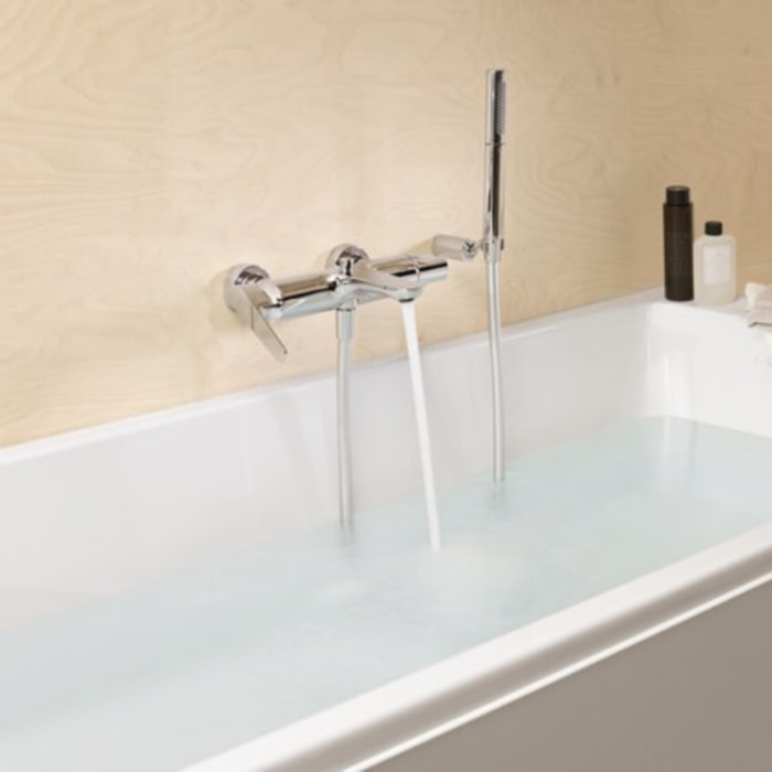 Jacob Delafon - Ensemble Mitigeur Bain Douche mécanique mural ALEO + avec douchette et flexible Awaken