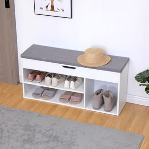 Meuble à chaussures trois casiers avec coffre blanc ALAN