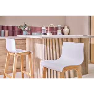 Tabourets de bar design bois et blanc H65 cm (lot de 2) NEW SURF