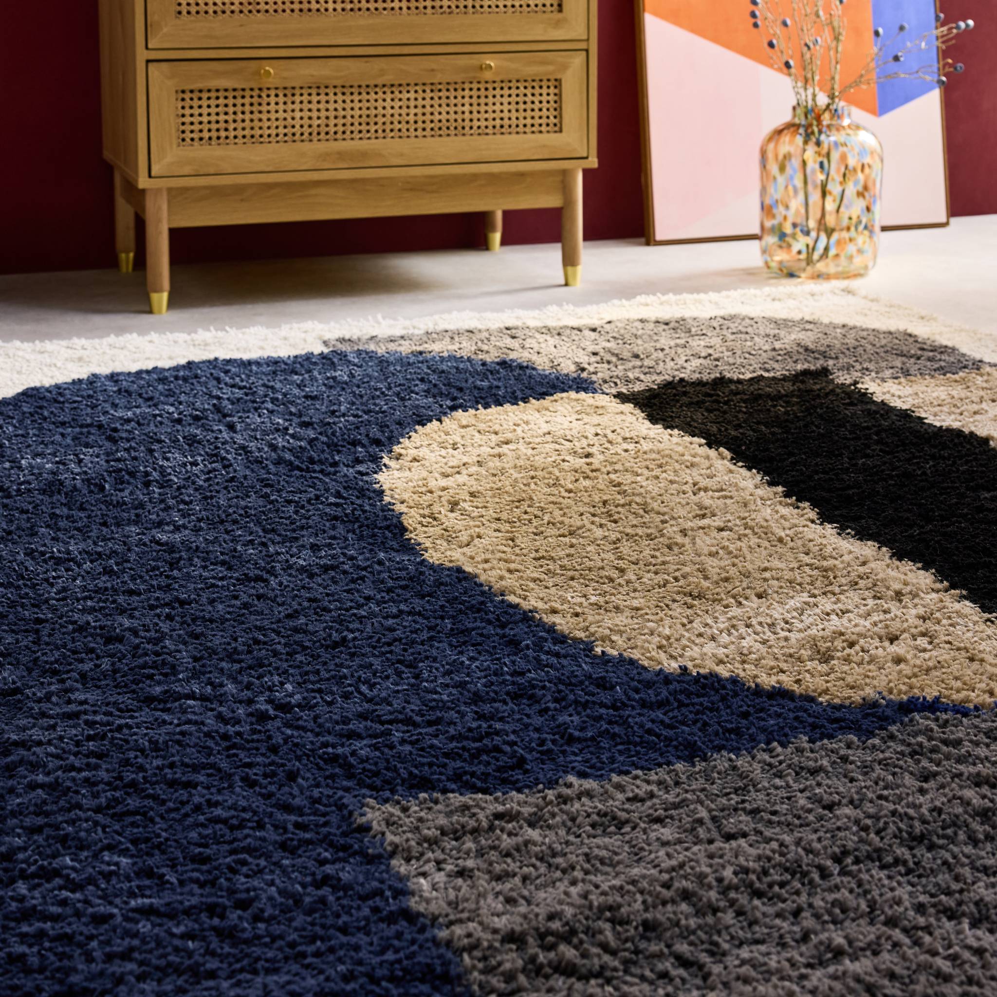 Tapis intérieur shaggy. motifs géométriques. multicolore. 120 x 170cm