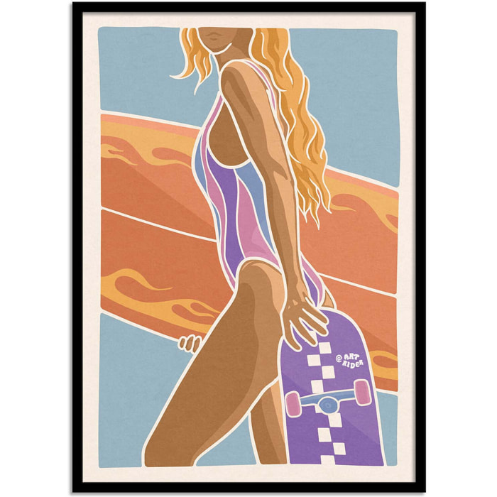 Affiche - Skate and surf fire - Art Rider