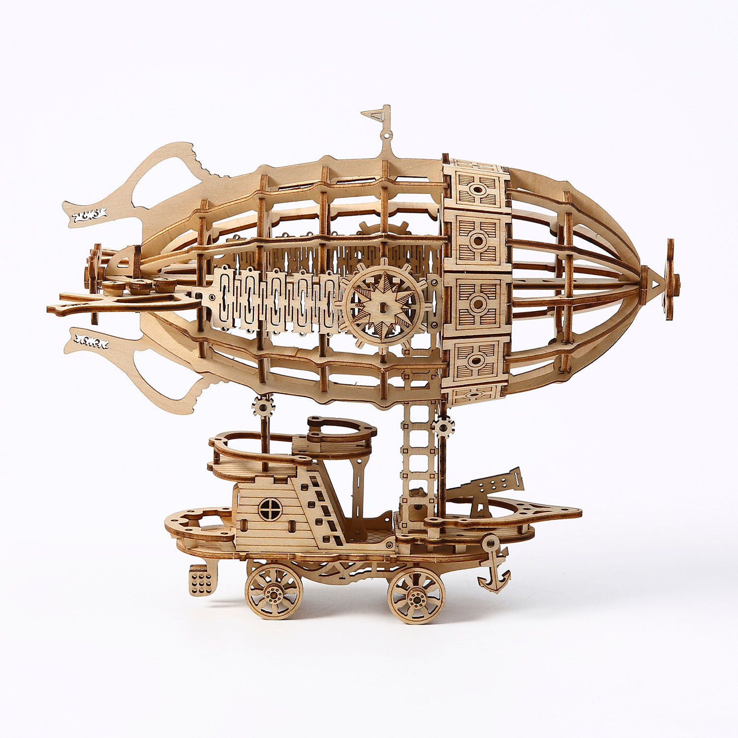 Maqueta de Madera 3D, diseño de Teledirigible con movimiento mecánico. 160 piezas.