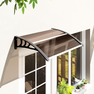 Marquesinas Exterior para Puertas y Ventanas 75x100 cm Tejadillo de Protección contra Sol y Lluvia con Soporte de Aleación de Aluminio Marrón Translúcido
