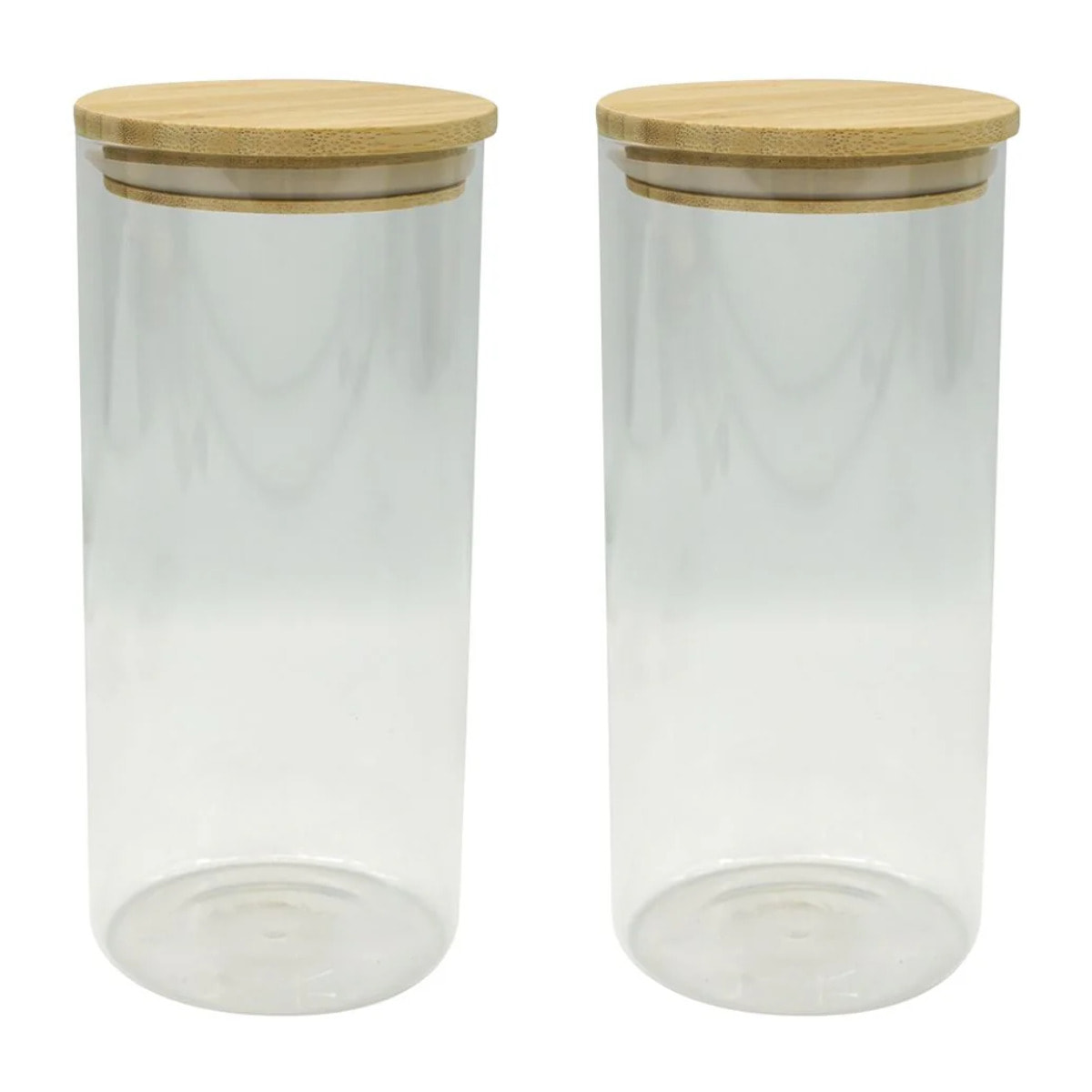 Ensemble de 2 Boites de conservation en verre 2 litres avec couvercle en Bambou Fackelmann Eco Friendly